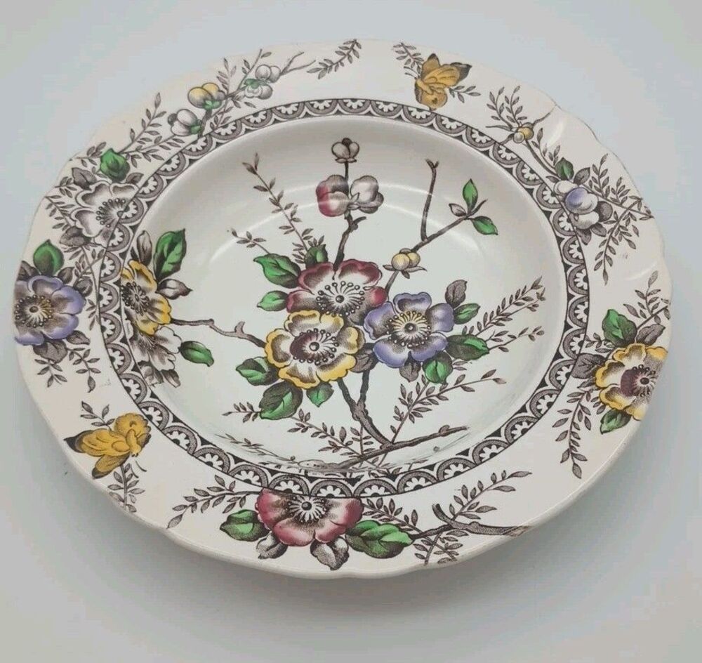 Vtg Alfred Meakin Medway Rimmed Soup Bowl 8" Floral Transferware